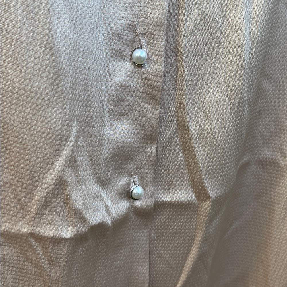 NWT Adrianna Papell Beige Textured Button Down Blouse Size: XL - Picture 4 of 9
